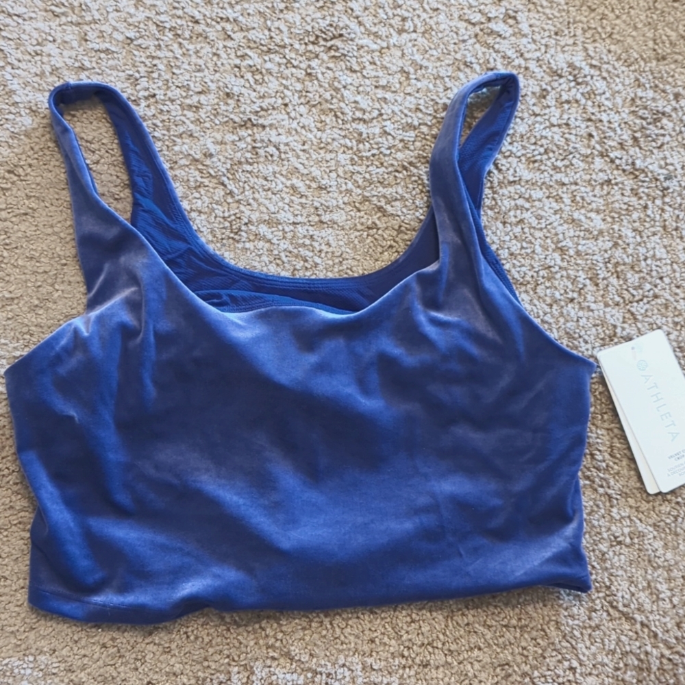 NWT Athleta Velvet Cut out crop top D-DD